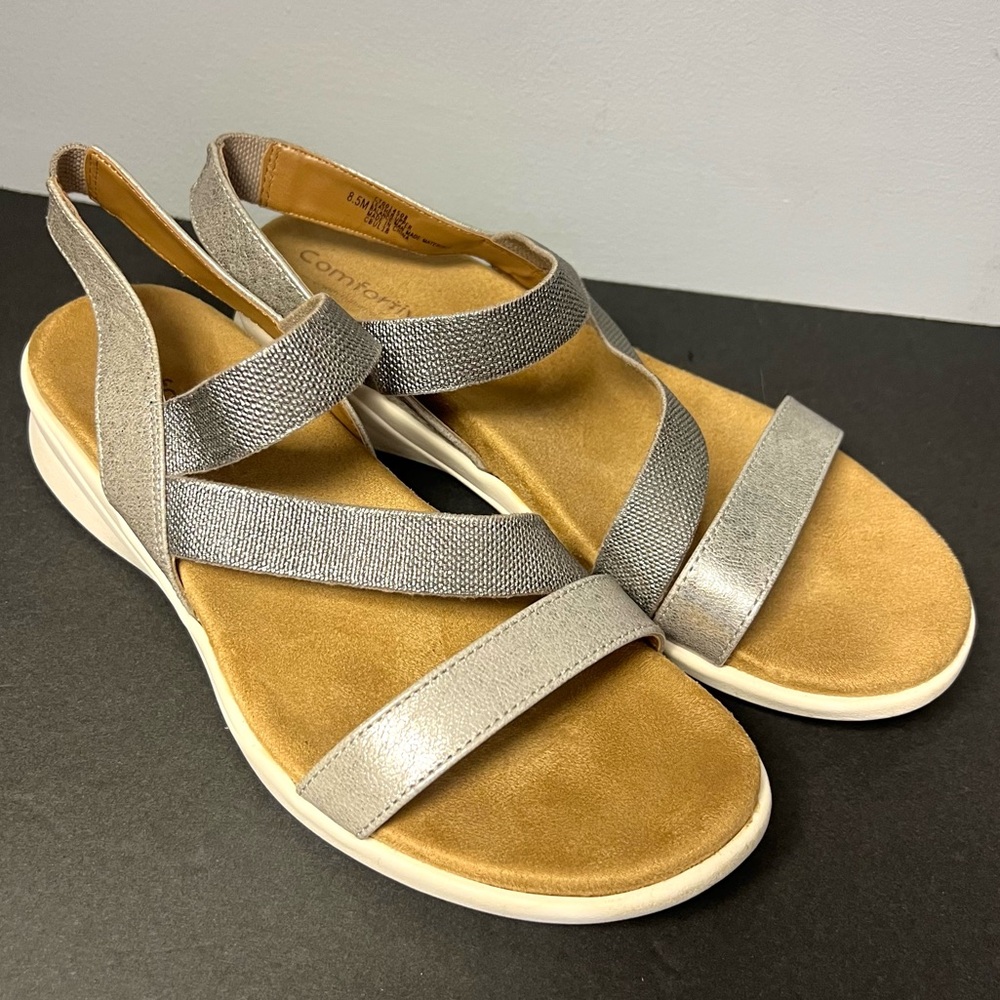 Comfortable Silver Slingback Sandals for Women